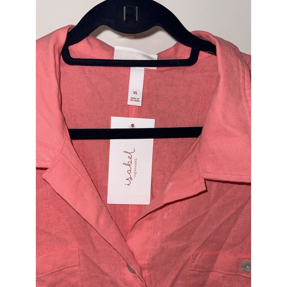 Isabel Maternity - Short Sleeve Linen Button-Up Maternity Shirt- XS - Picture 10 of 10